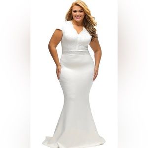 Women's Short Sleeve Rhinestone Plus Size Long Cocktail Evening